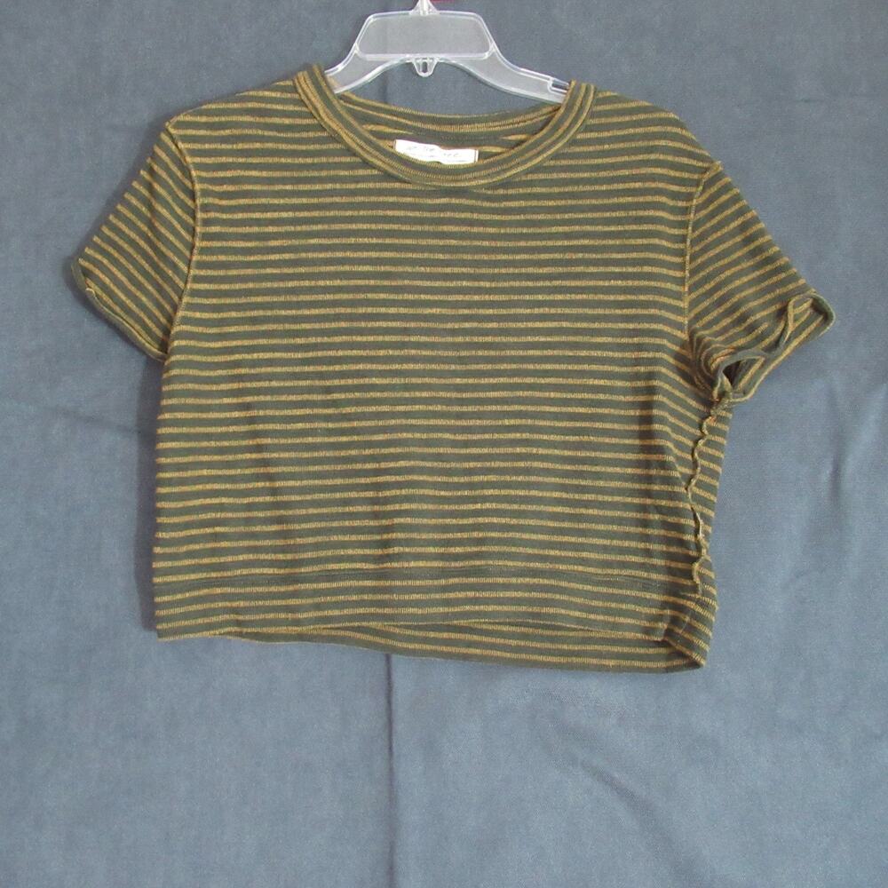 We The Free Crop Top Womens Medium Green Sabrina Cotton Tee Summer Boho Beach